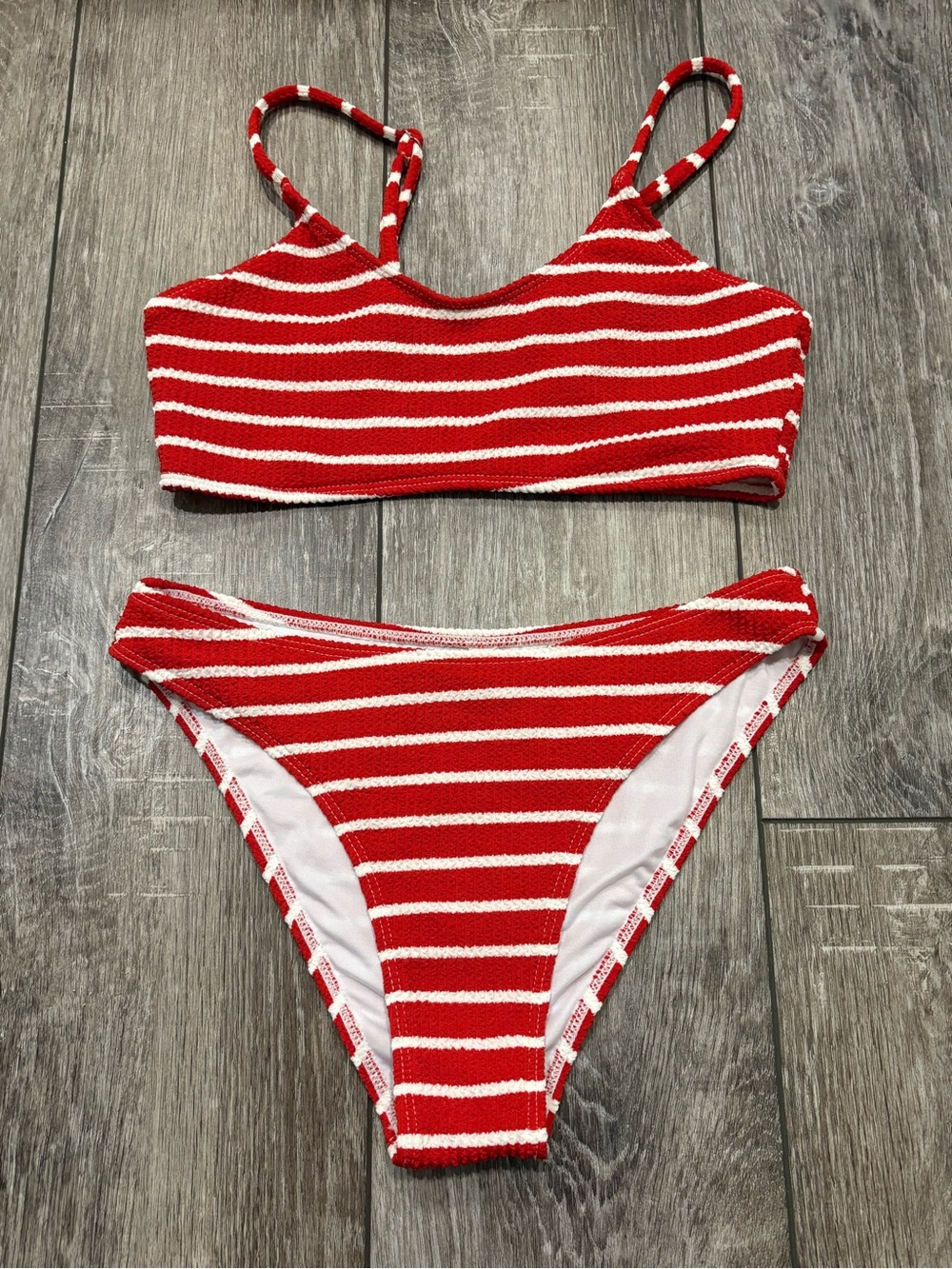 SHEIN Red & White Striped Bikini - Size Small 🇺🇸